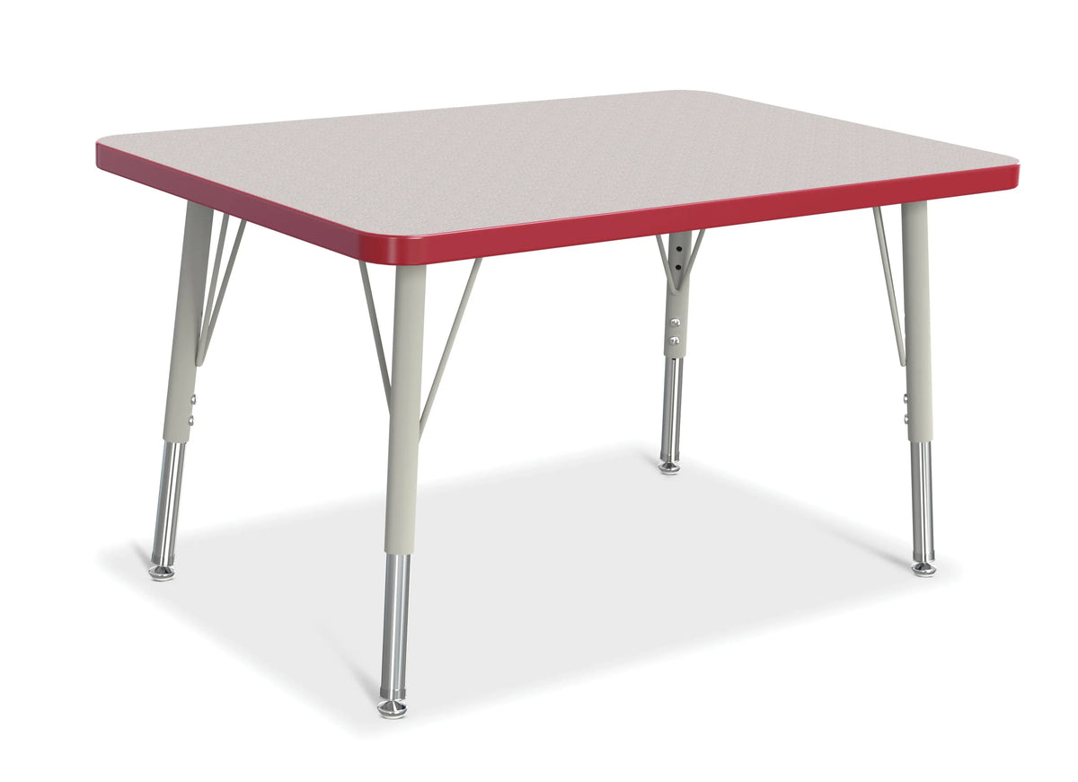 Berries® Rectangle Activity Table - 24" X 36", E-height - Freckled Gray/Red/Gray