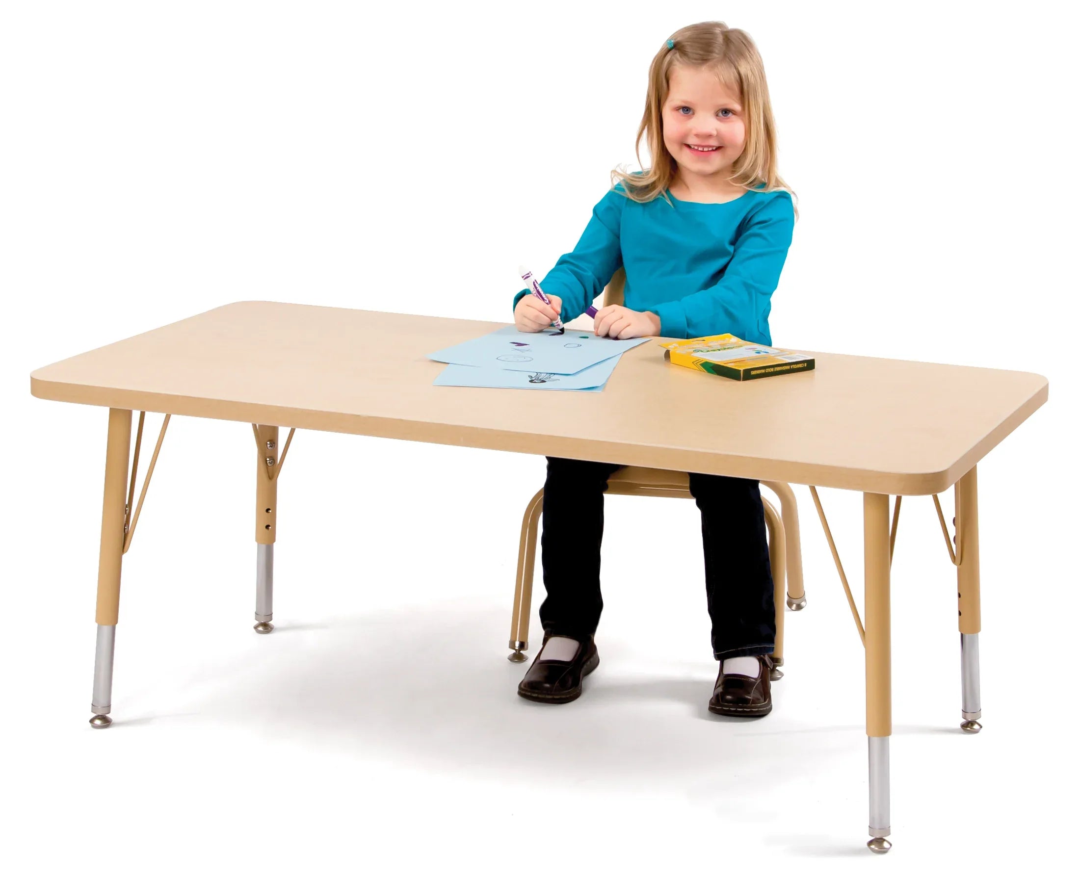 Berries® Rectangle Activity Table - 24" X 48", E-height - Maple/Maple/Camel