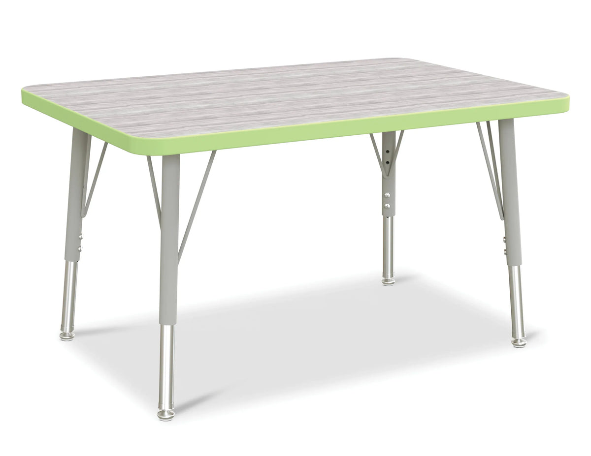 Berries® Rectangle Activity Table - 24" X 36", E-height - Driftwood Gray/Key Lime/Gray