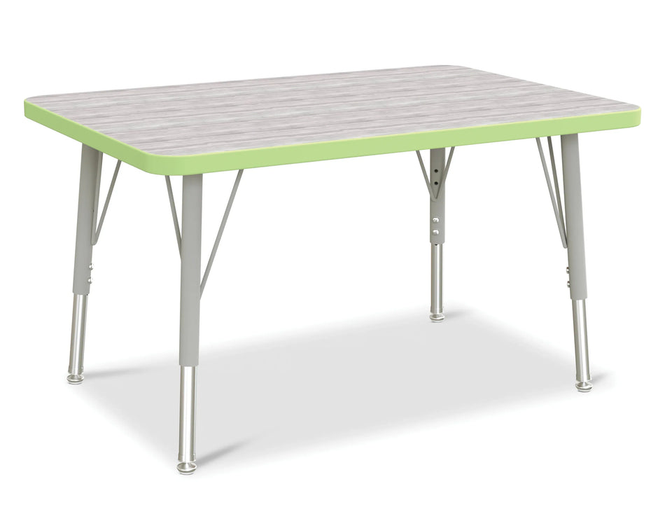 Berries® Rectangle Activity Table - 24" X 36", E-height - Driftwood Gray/Key Lime/Gray