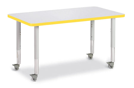 Berries® Rectangle Activity Table - 24" X 36", Mobile - Freckled Gray/Yellow/Gray
