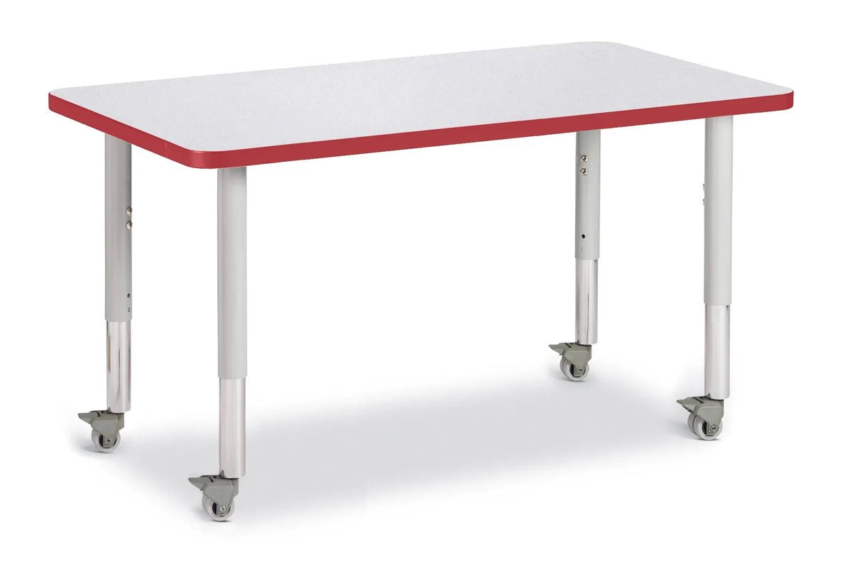 Berries® Rectangle Activity Table - 24" X 36", Mobile - Freckled Gray/Red/Gray