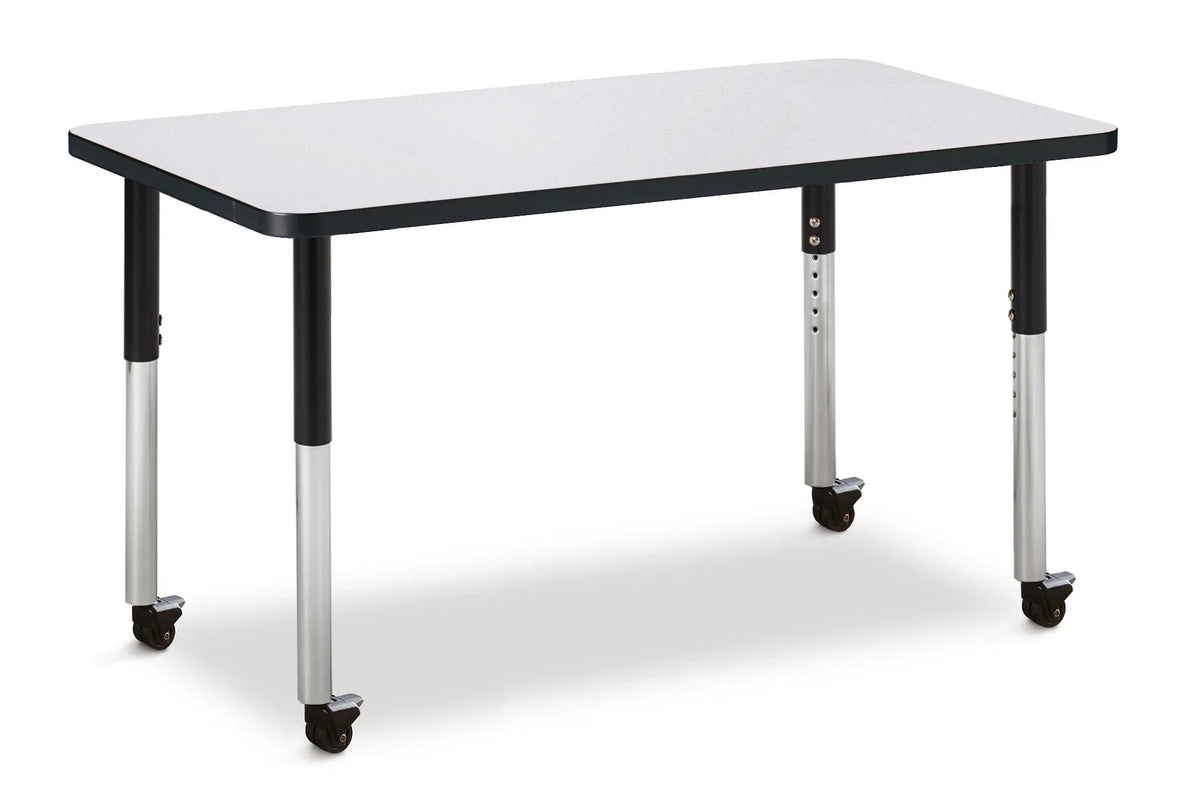 Berries® Rectangle Activity Table - 24" X 36", Mobile - Freckled Gray/Black/Black