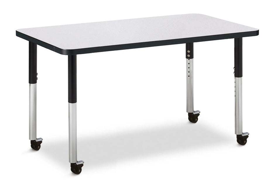 Berries® Rectangle Activity Table - 24" X 36", Mobile - Freckled Gray/Black/Black
