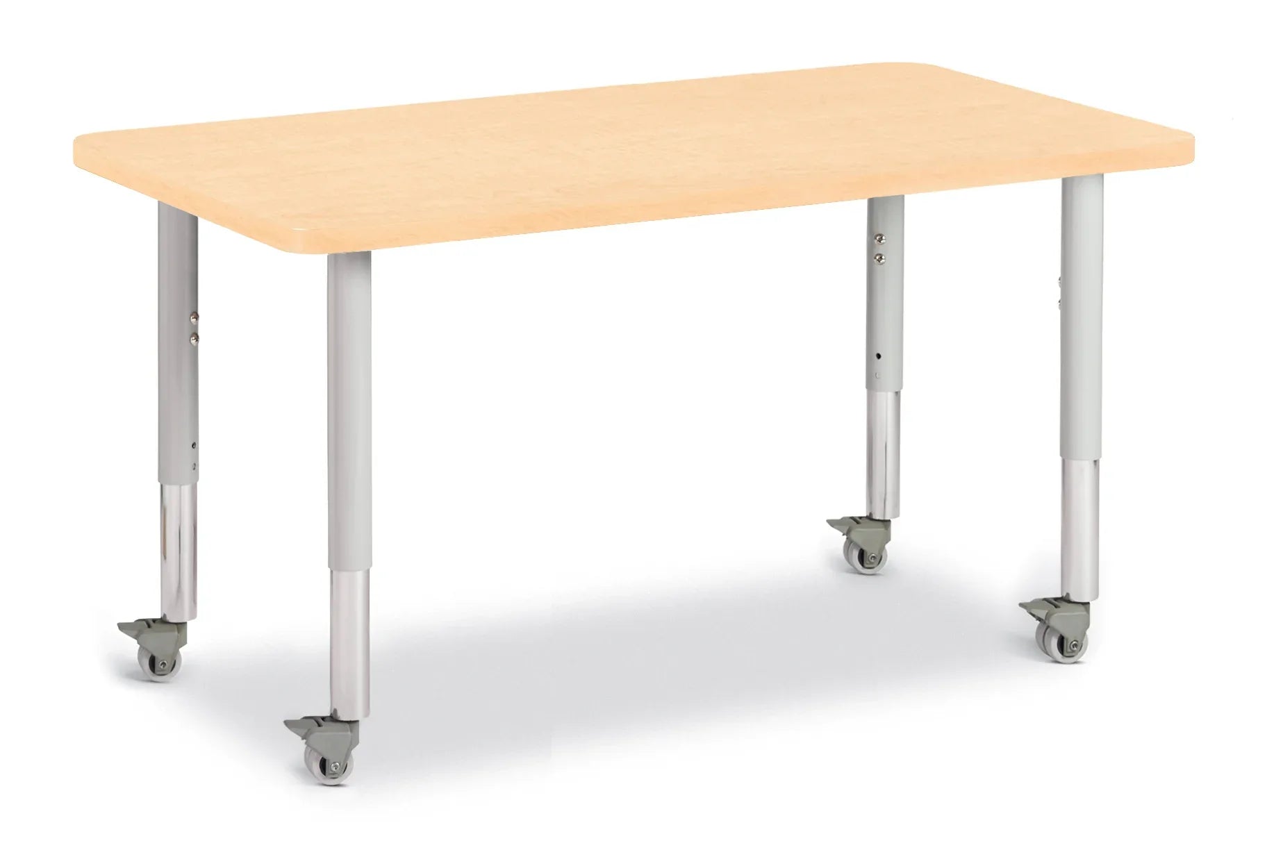 Berries® Rectangle Activity Table - 24" X 36", Mobile - Maple/Maple/Gray