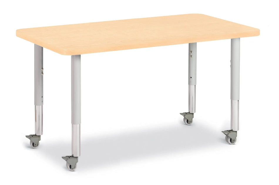 Berries® Rectangle Activity Table - 24" X 36", Mobile - Maple/Maple/Gray