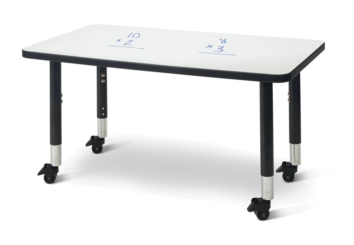 Berries® Rectangle Dry Erase Table - 24" x 36", Mobile - Write-n-Wipe/Black/Black