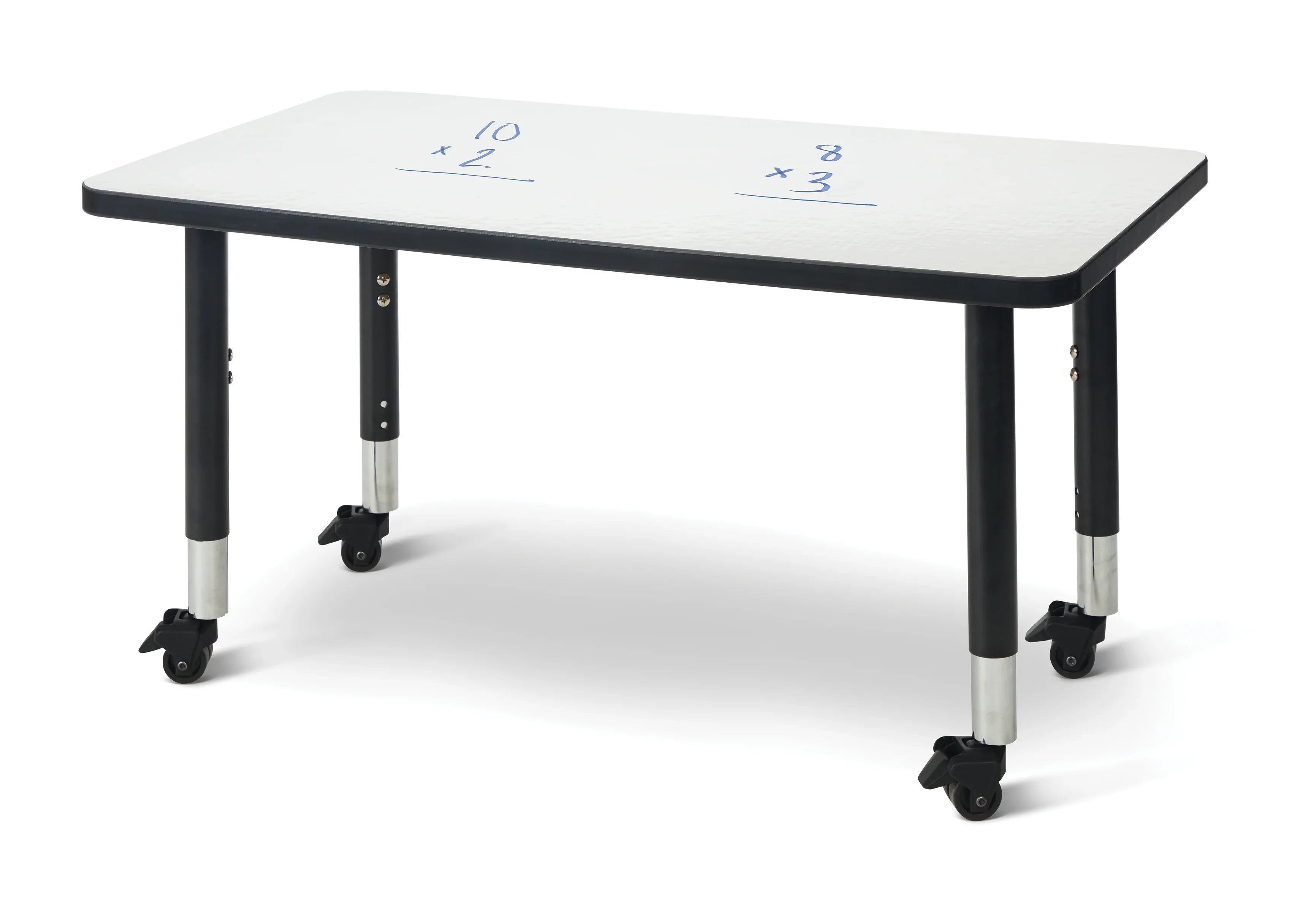 Berries® Rectangle Dry Erase Table - 24" x 36", Mobile - Write-n-Wipe/Black/Black