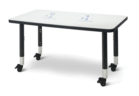 Berries® Rectangle Dry Erase Table - 24" x 36", Mobile - Write-n-Wipe/Black/Black