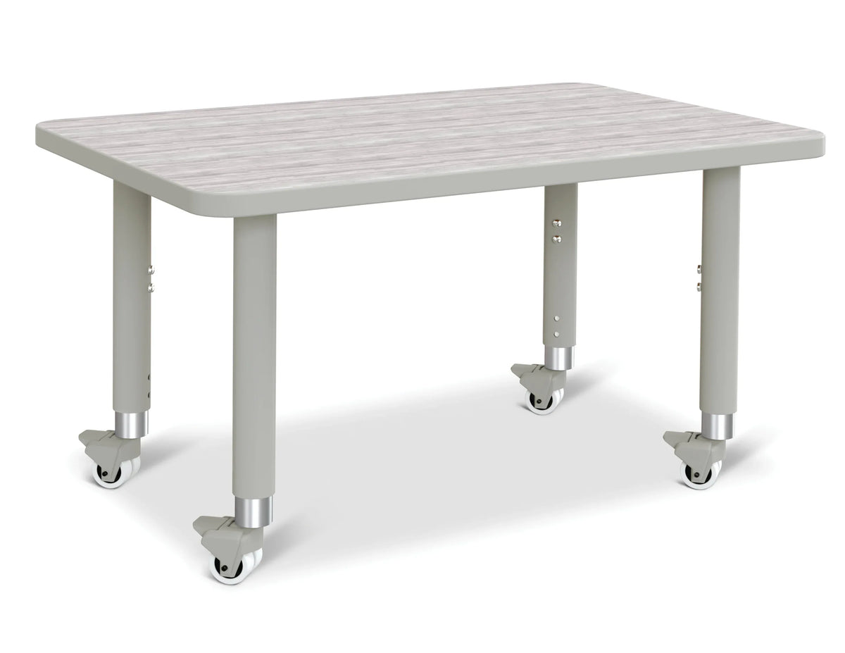 Berries® Rectangle Activity Table - 24" X 36", Mobile - Driftwood Gray/Gray/Gray