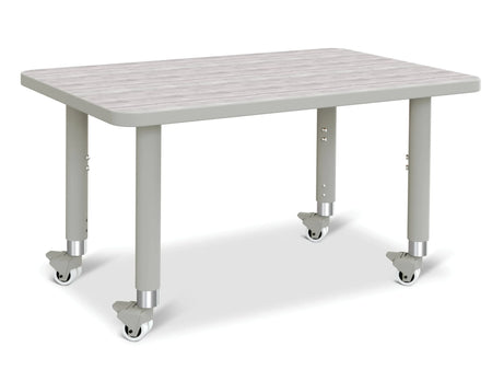 Berries® Rectangle Activity Table - 24" X 36", Mobile - Driftwood Gray/Gray/Gray