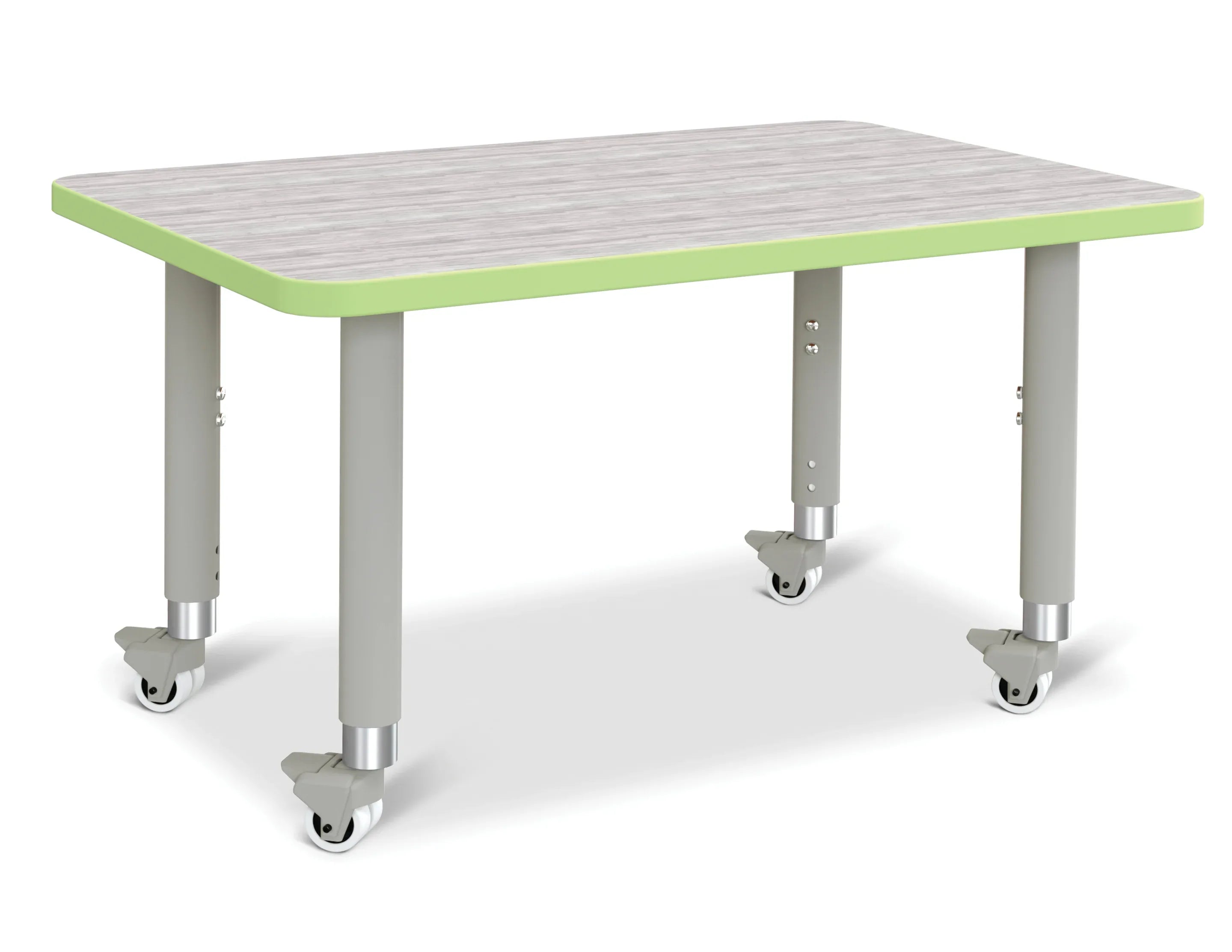 Berries® Rectangle Activity Table - 24" X 36", Mobile - Driftwood Gray/Key Lime/Gray