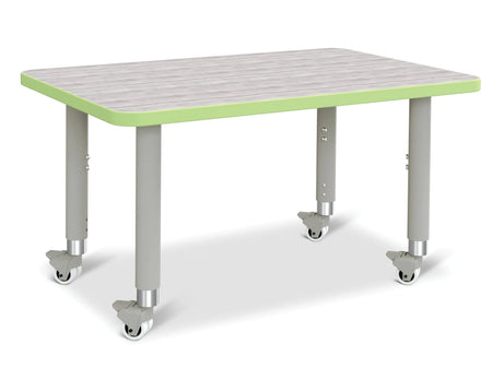 Berries® Rectangle Activity Table - 24" X 36", Mobile - Driftwood Gray/Key Lime/Gray