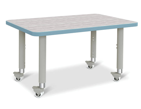 Berries® Rectangle Activity Table - 24" X 36", Mobile - Driftwood Gray/Coastal Blue/Gray