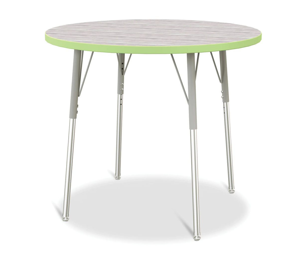 Berries® Round Activity Table - 36" Diameter, A-height - Driftwood Gray/Key Lime/Gray