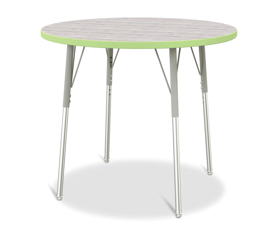 Berries® Round Activity Table - 36" Diameter, A-height - Driftwood Gray/Key Lime/Gray