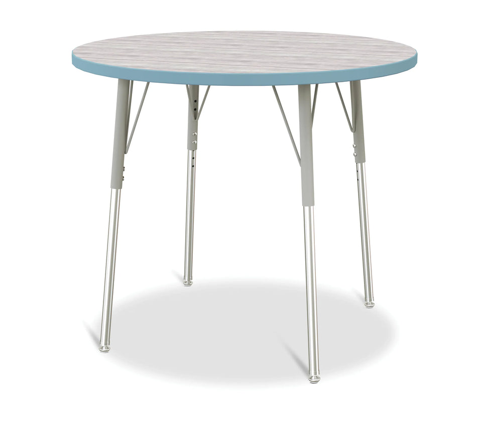 Berries® Round Activity Table - 36" Diameter, A-height - Driftwood Gray/Coastal Blue/Gray
