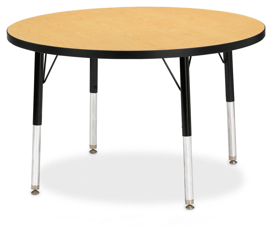 Berries® Round Activity Table - 36" Diameter, E-height - Oak/Black/Black