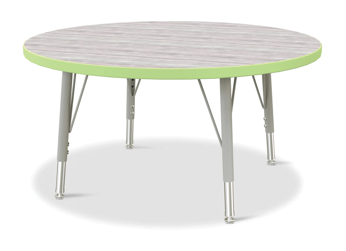 Berries® Round Activity Table - 36" Diameter, E-height - Driftwood Gray/Key Lime/Gray