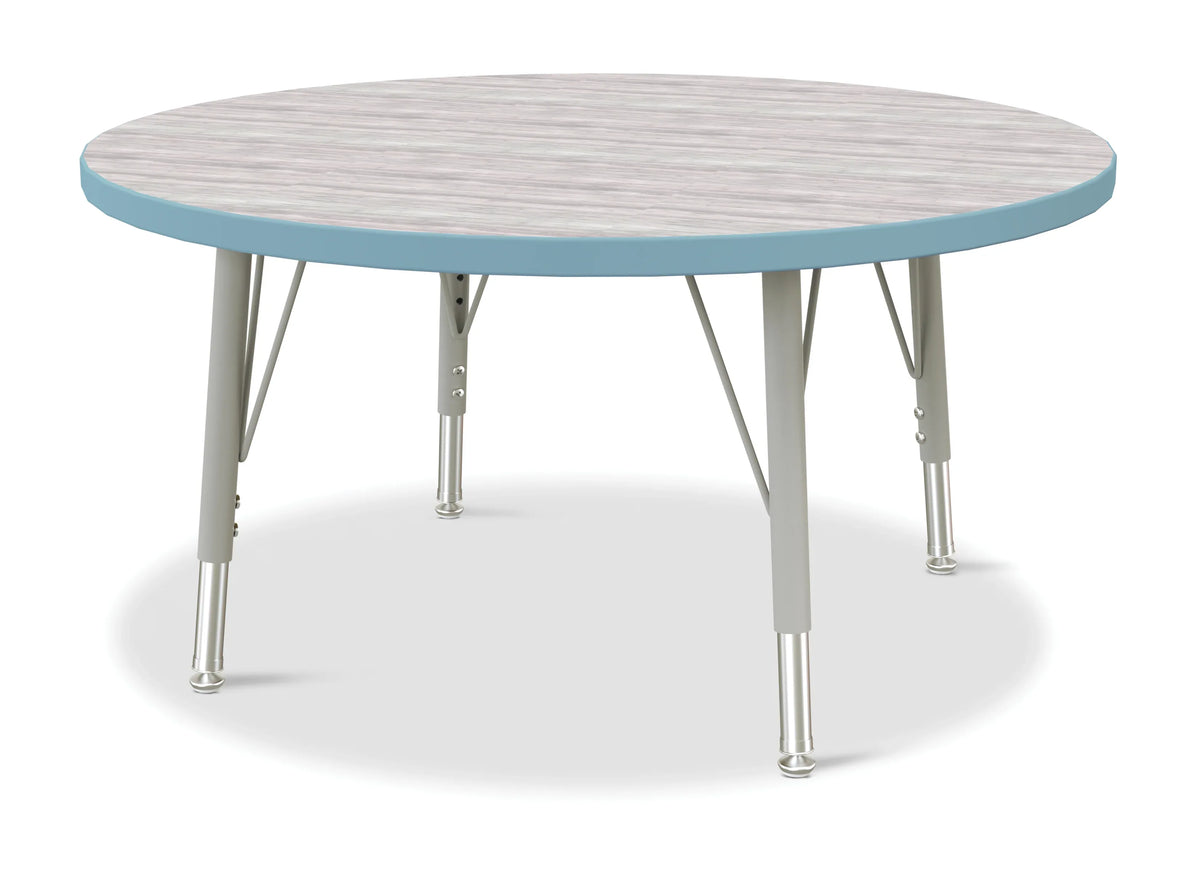 Berries® Round Activity Table - 36" Diameter, E-height - Driftwood Gray/Coastal Blue/Gray