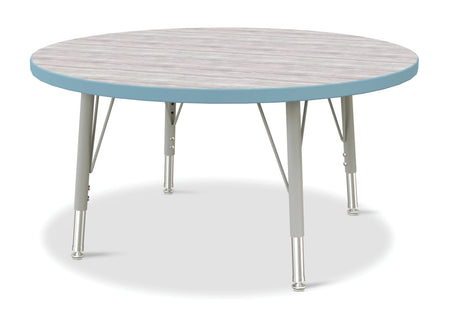 Berries® Round Activity Table - 36" Diameter, E-height - Driftwood Gray/Coastal Blue/Gray