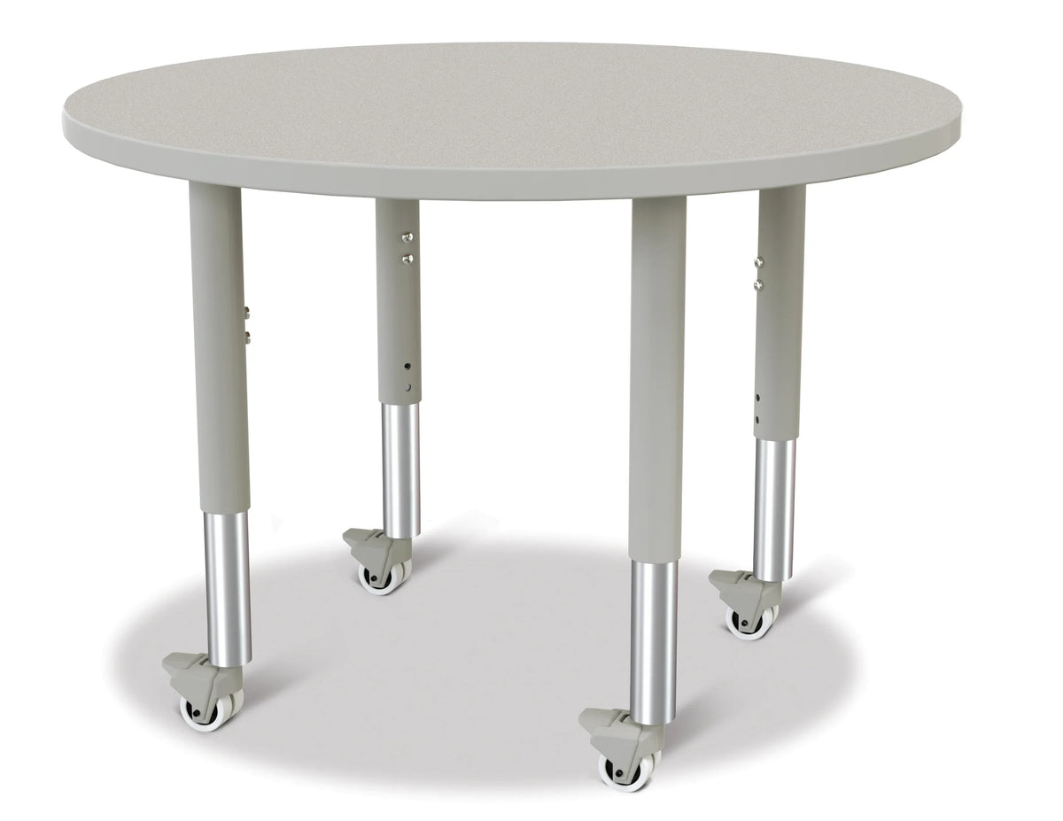 Berries® Round Activity Table - 36" Diameter, Mobile - Freckled Gray/Gray/Gray