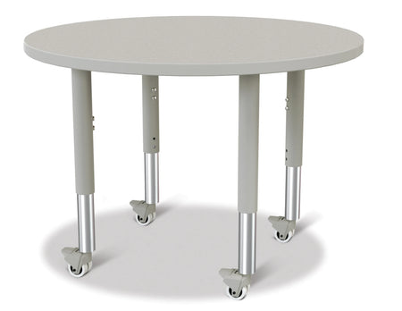 Berries® Round Activity Table - 36" Diameter, Mobile - Freckled Gray/Gray/Gray