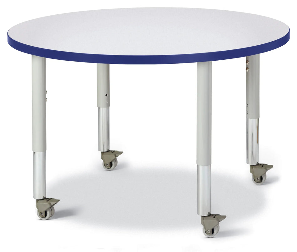 Berries® Round Activity Table - 36" Diameter, Mobile - Freckled Gray/Blue/Gray