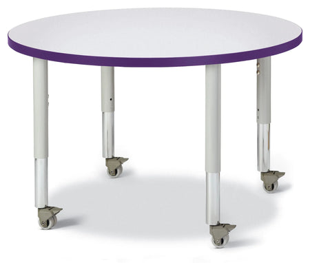 Berries® Round Activity Table - 36" Diameter, Mobile - Freckled Gray/Purple/Gray