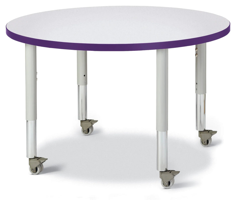 Berries® Round Activity Table - 36" Diameter, Mobile - Freckled Gray/Purple/Gray