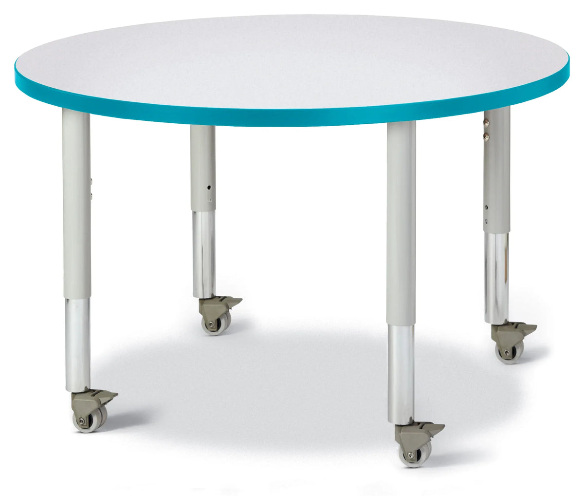 Berries® Round Activity Table - 36" Diameter, Mobile - Freckled Gray/Teal/Gray