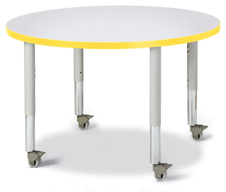 Berries® Round Activity Table - 36" Diameter, Mobile - Freckled Gray/Yellow/Gray