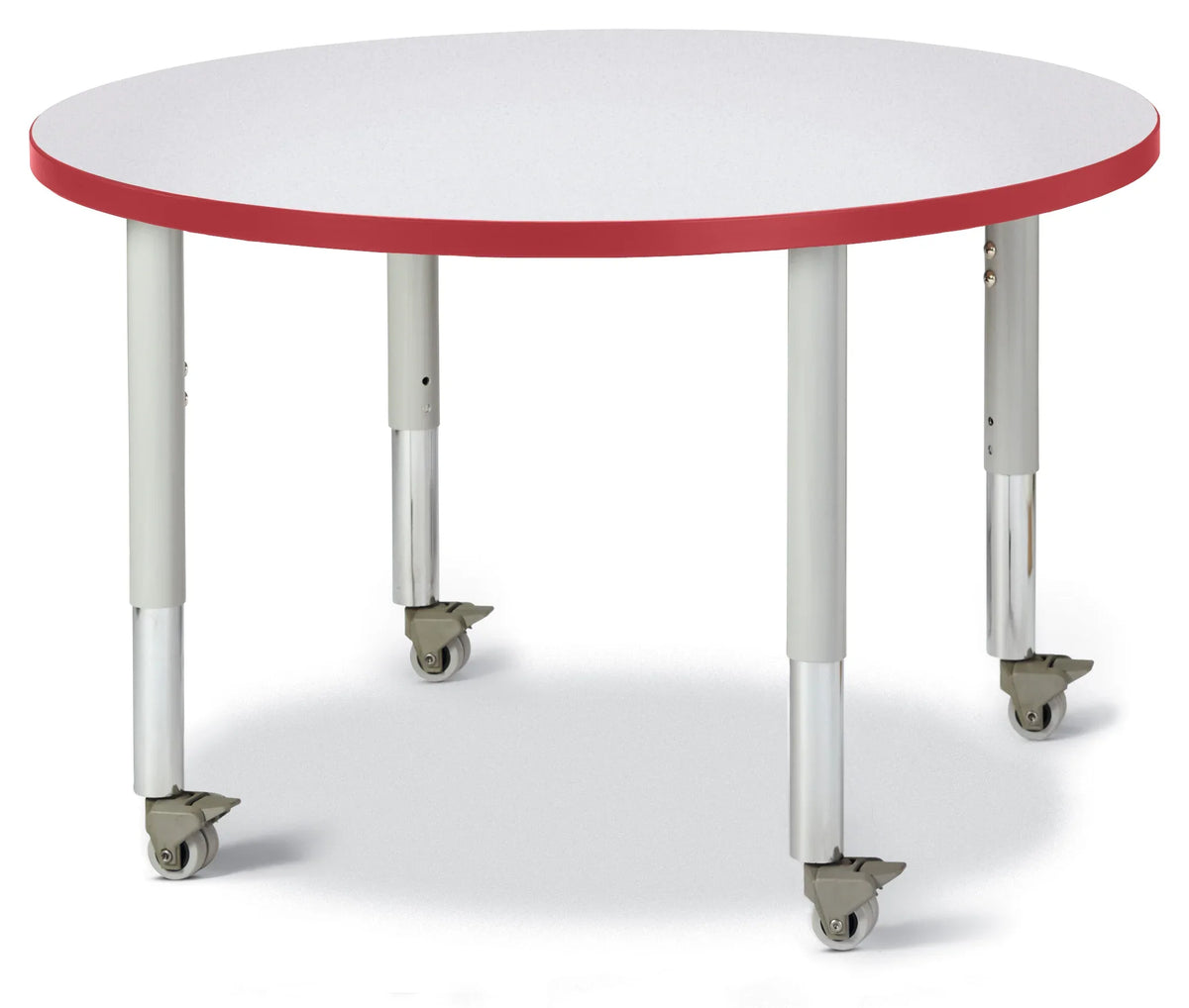 Berries® Round Activity Table - 36" Diameter, Mobile - Freckled Gray/Red/Gray