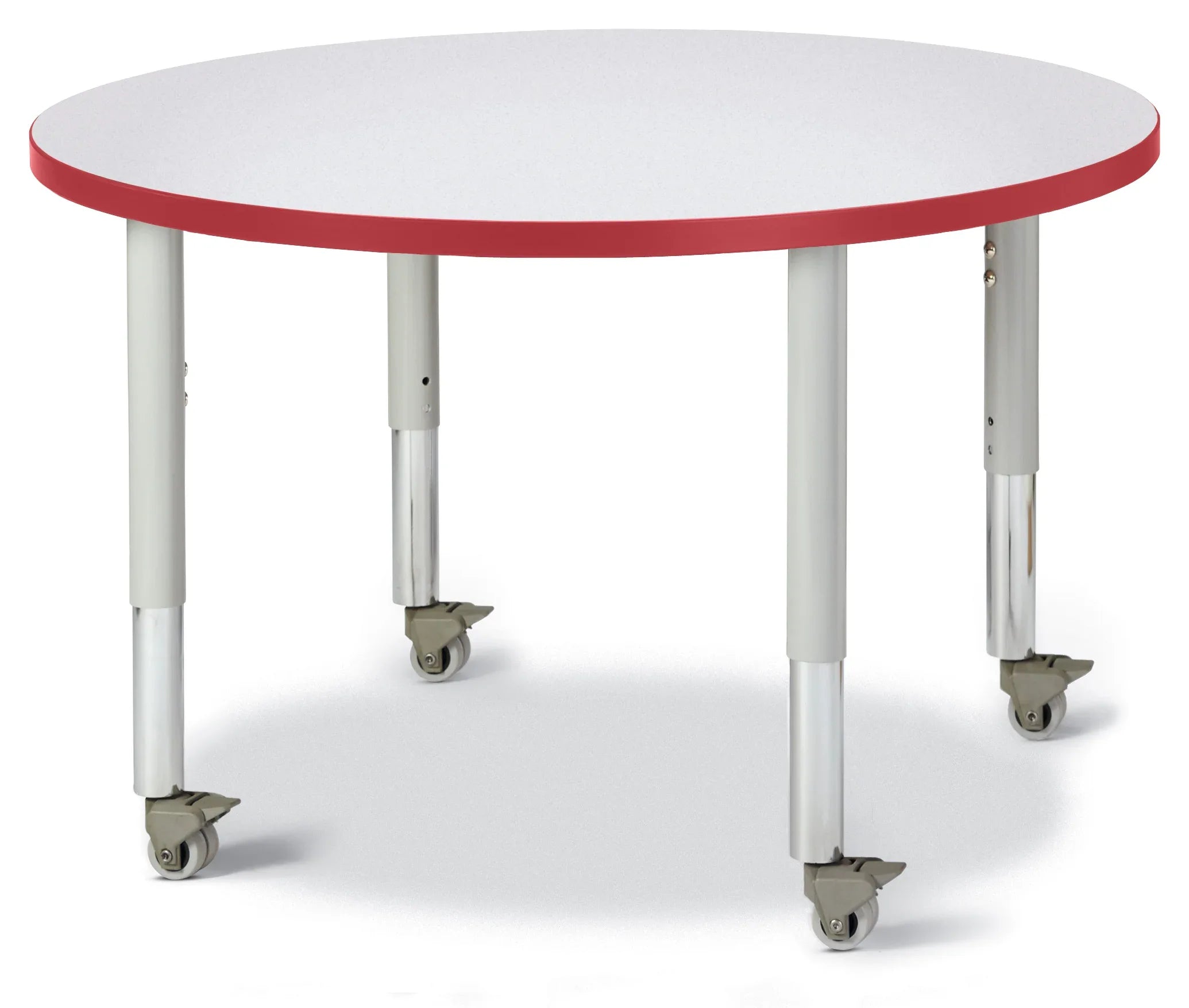 Berries® Round Activity Table - 36" Diameter, Mobile - Freckled Gray/Red/Gray