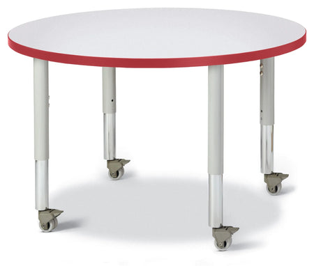 Berries® Round Activity Table - 36" Diameter, Mobile - Freckled Gray/Red/Gray