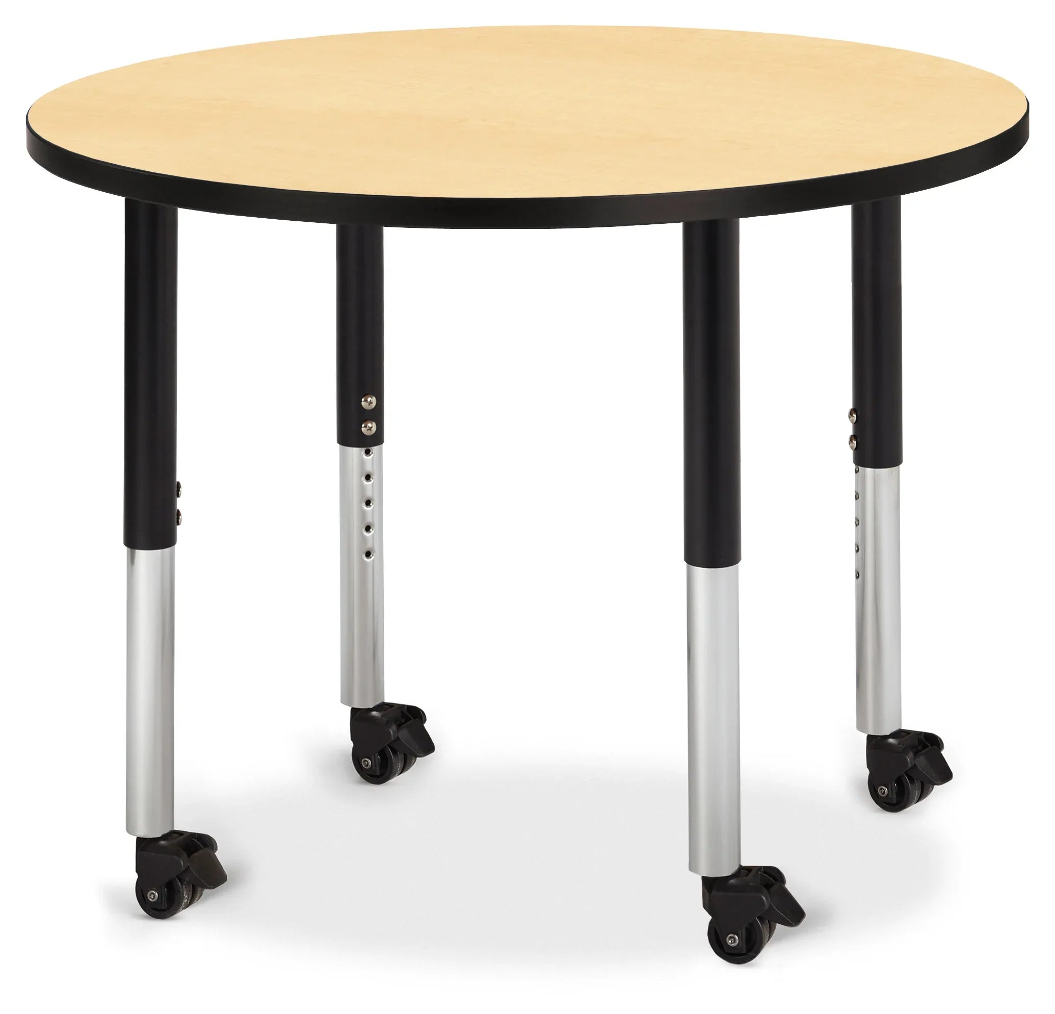 Berries® Round Activity Table - 36" Diameter, Mobile - Maple/Black/Black
