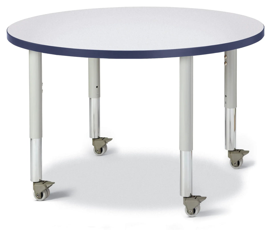Berries® Round Activity Table - 36" Diameter, Mobile - Freckled Gray/Navy/Gray