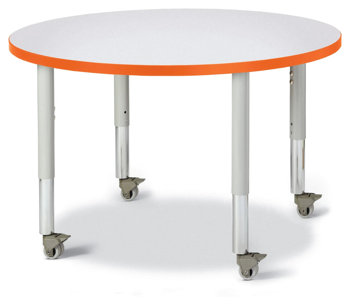 Berries® Round Activity Table - 36" Diameter, Mobile - Freckled Gray/Orange/Gray