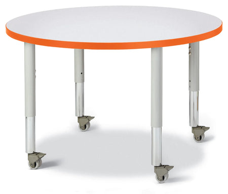 Berries® Round Activity Table - 36" Diameter, Mobile - Freckled Gray/Orange/Gray