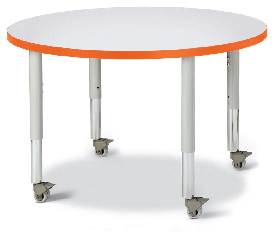 Berries® Round Activity Table - 36" Diameter, Mobile - Freckled Gray/Orange/Gray