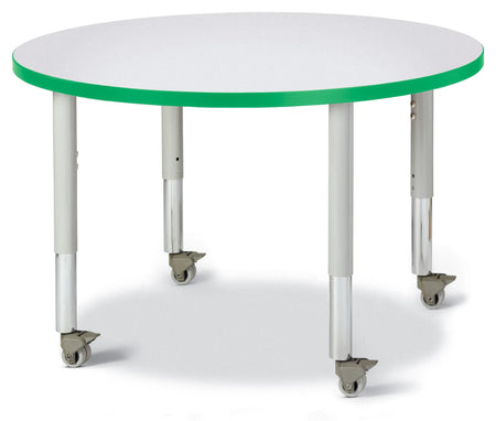 Berries® Round Activity Table - 36" Diameter, Mobile - Freckled Gray/Green/Gray