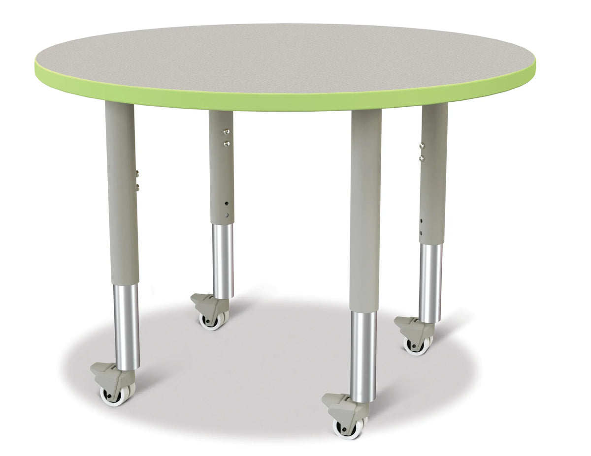 Berries® Round Activity Table - 36" Diameter, Mobile - Freckled Gray/Key Lime/Gray