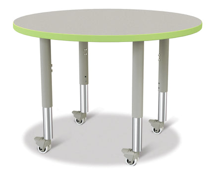 Berries® Round Activity Table - 36" Diameter, Mobile - Freckled Gray/Key Lime/Gray