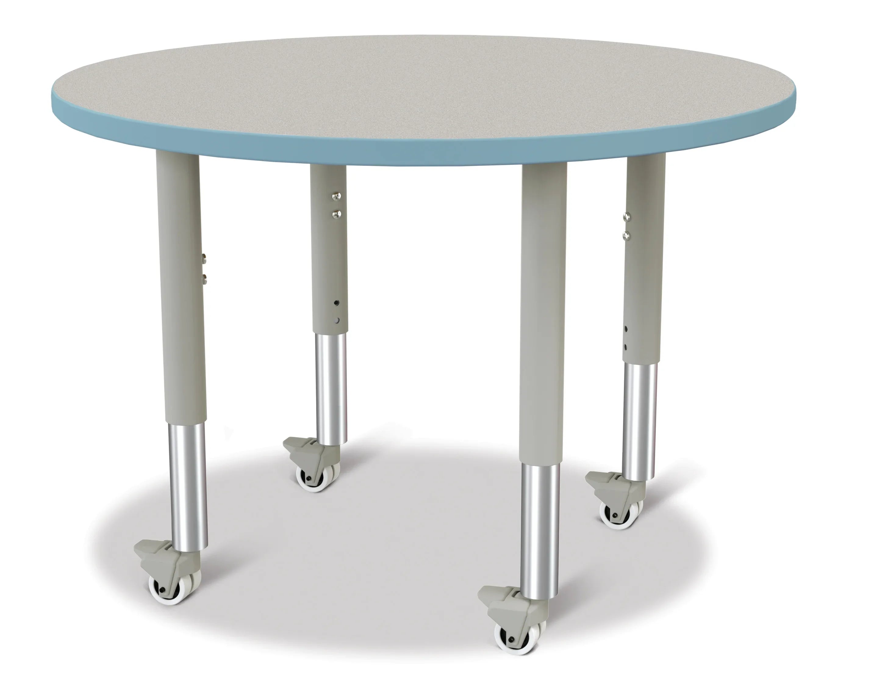 Berries® Round Activity Table - 36" Diameter, Mobile - Freckled Gray/Coastal Blue/Gray