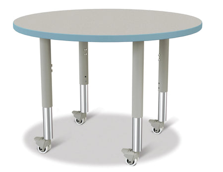 Berries® Round Activity Table - 36" Diameter, Mobile - Freckled Gray/Coastal Blue/Gray