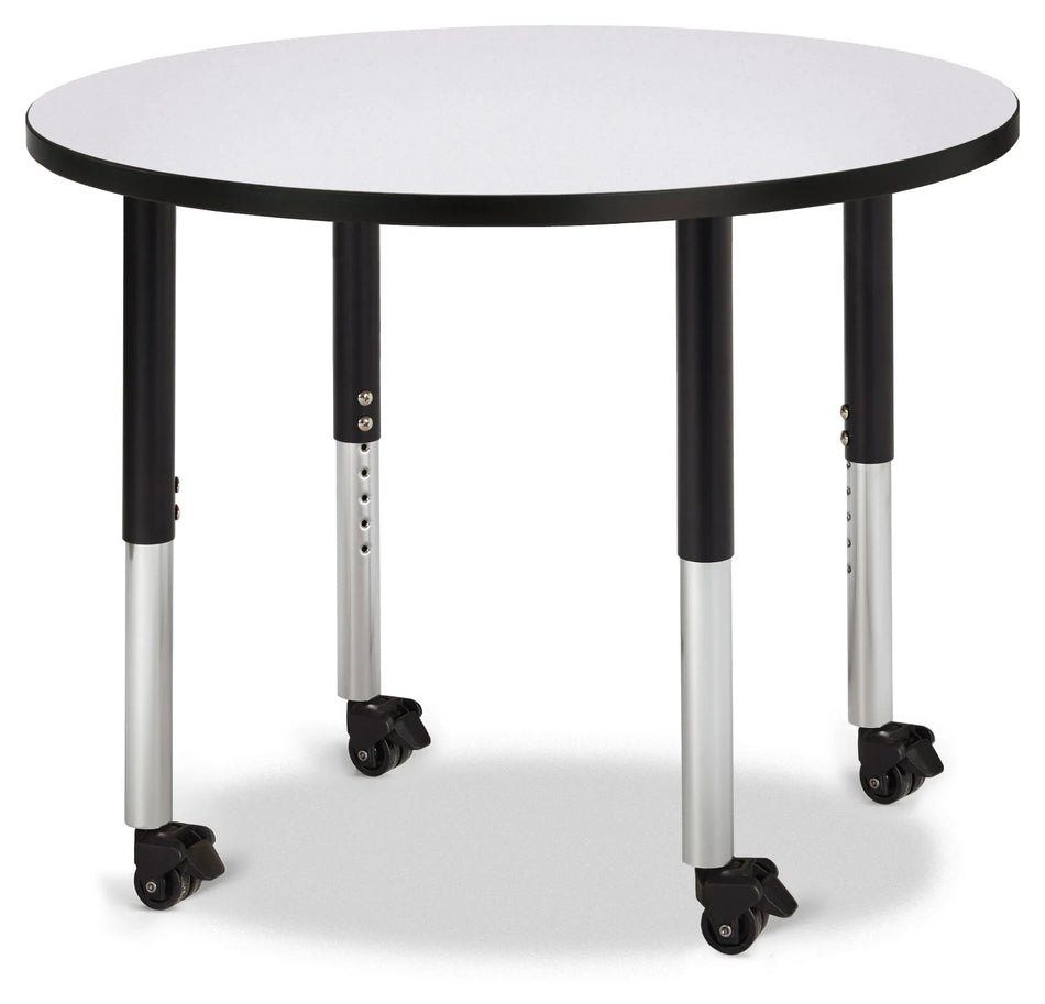 Berries® Round Activity Table - 36" Diameter, Mobile - Freckled Gray/Black/Black