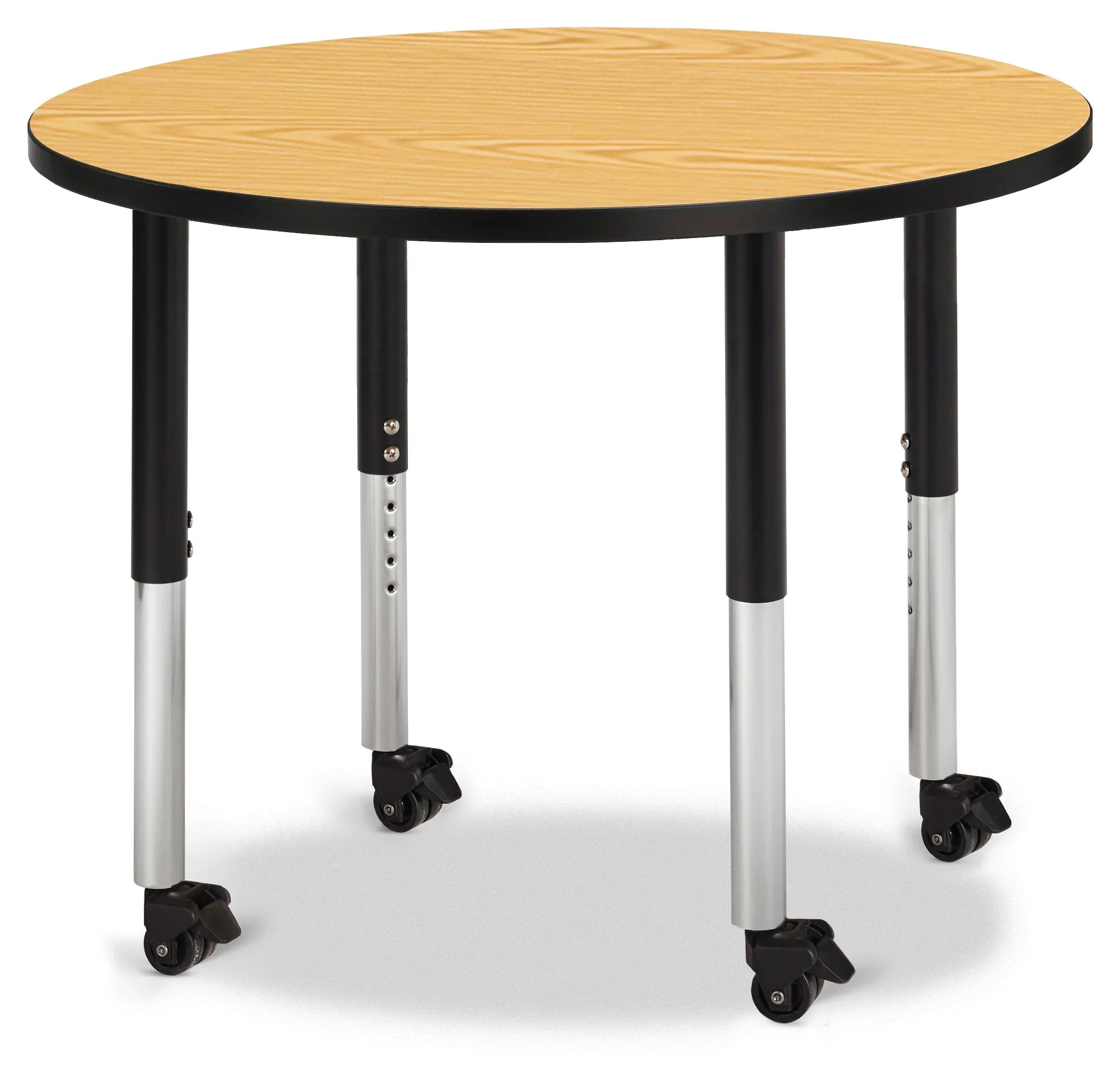 Berries® Round Activity Table - 36" Diameter, Mobile - Oak/Black/Black