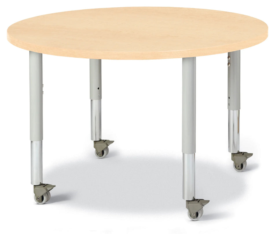 Berries® Round Activity Table - 36" Diameter, Mobile - Maple/Maple/Gray