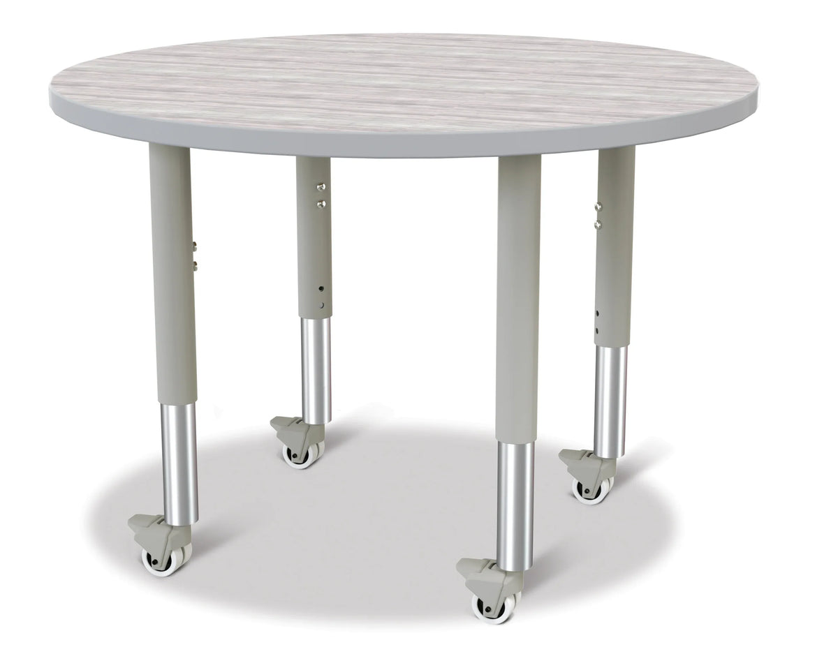 Berries® Round Activity Table - 36" Diameter, Mobile - Driftwood Gray/Gray/Gray