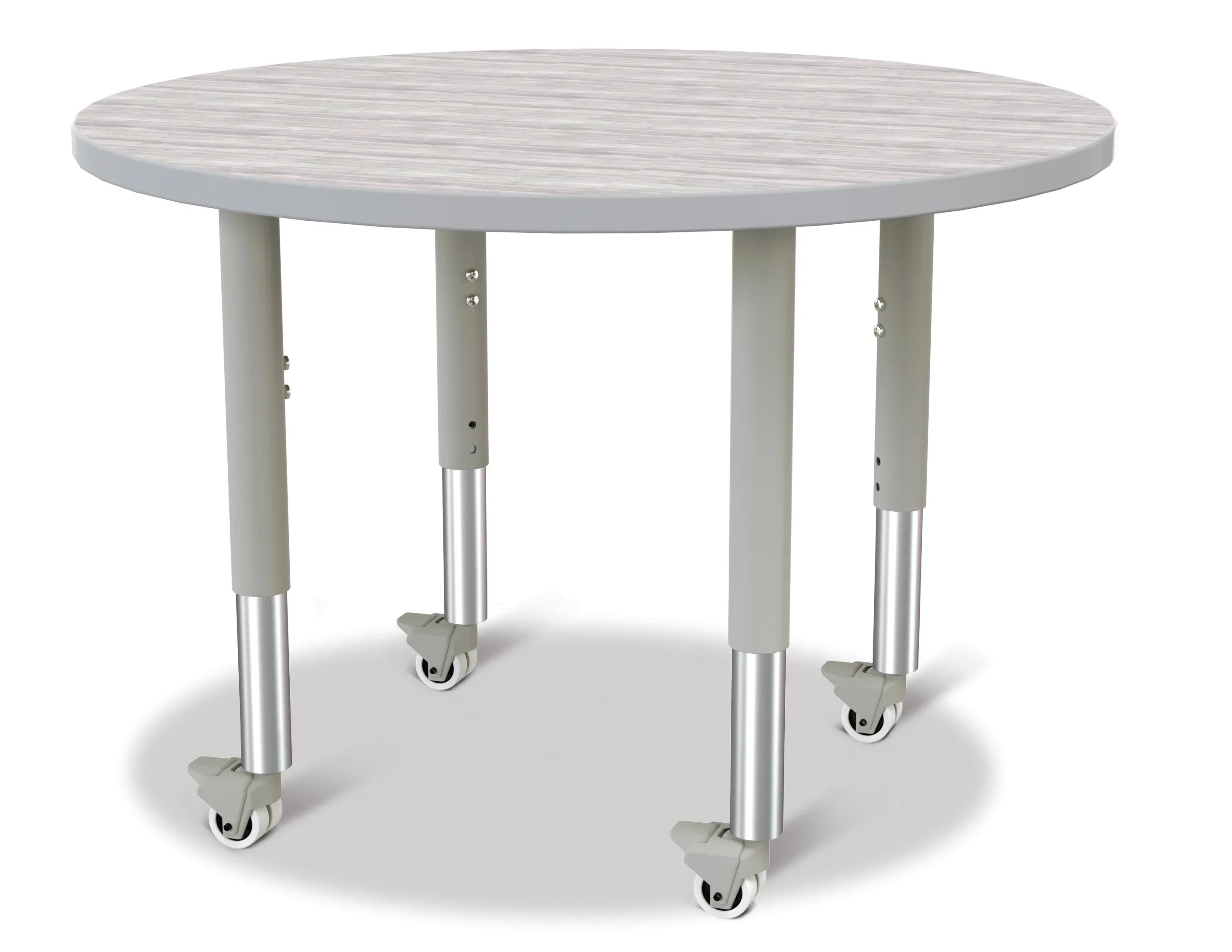 Berries® Round Activity Table - 36" Diameter, Mobile - Driftwood Gray/Gray/Gray